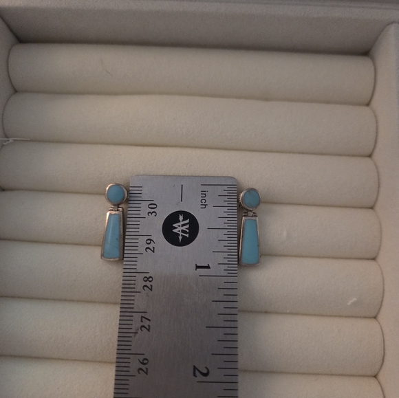 Silver And Turquoise Earrings For Pierced Ears - Picture 2 of 5
